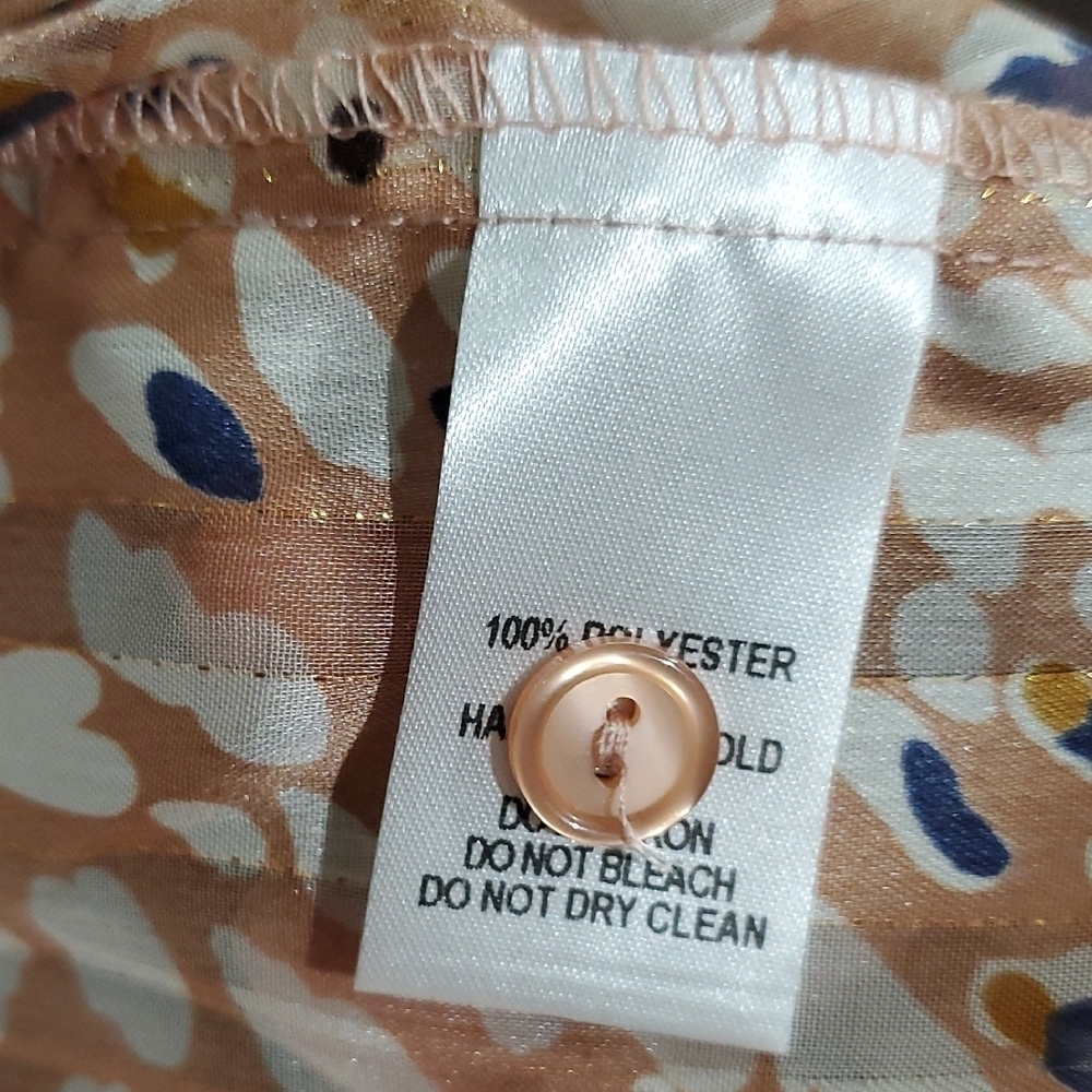 Lulus Sheer Cropped Pink Patterned Women's Top All Over Print Long Sleeve Button - Picture 7 of 7